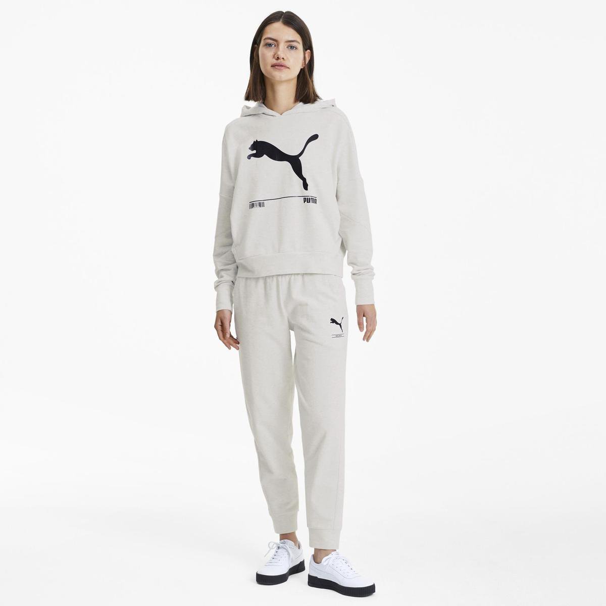 PUMA Nu Tility Hoody Dames Sporttrui - Puma White Heather - Maat XS