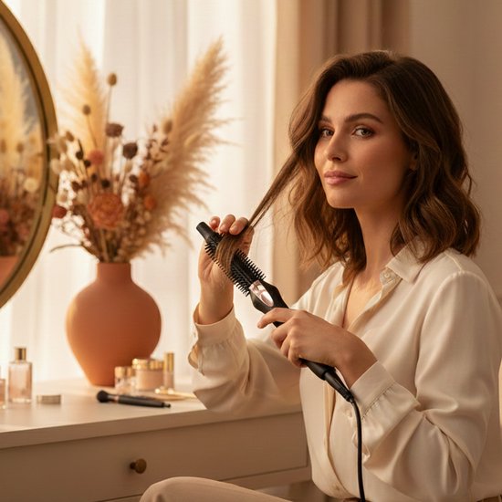 haarverzorging, haarStyling, kammen, haardroger, vrouw