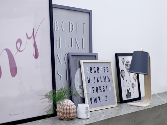 Bloomingville - Tekstbord - Alfabet - Hout/Plexiglas - Grijs