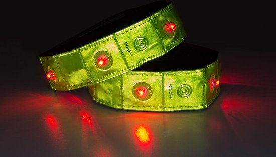 Avento Sportarmband Reflecterend met LEDs - Paar - Geel