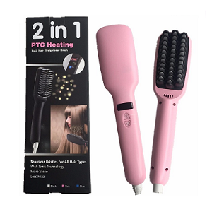 KINGDOMCARES - Hair Straightener Brush, PTC Faster Heating Straightening Brush Styler At Home