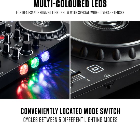 Numark Party Mix II - DJ-controller / DJ-set voor beginners met ingebouwde DJ-verlichting en DJ-mixe