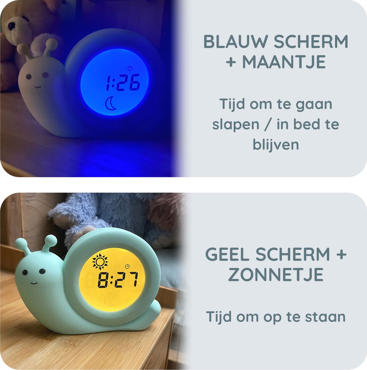 Alecto Baby BC110GN SIMON - Slaaptrainer - Nachtlampje - Kinderwekker - Groen