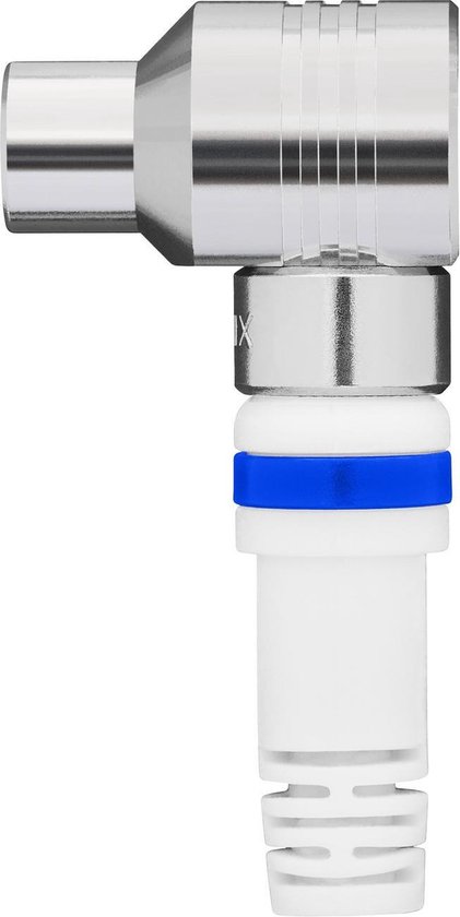 Technetix TN-RLA 21-10-S Coaxkabel Male - Female Haaks 90° 10 M Wit/zilver