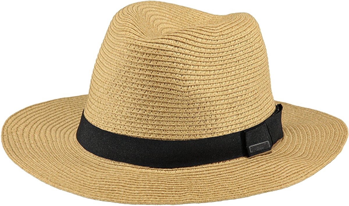 hoed, stro, strohoed, zwarte band, petaloze brede rand