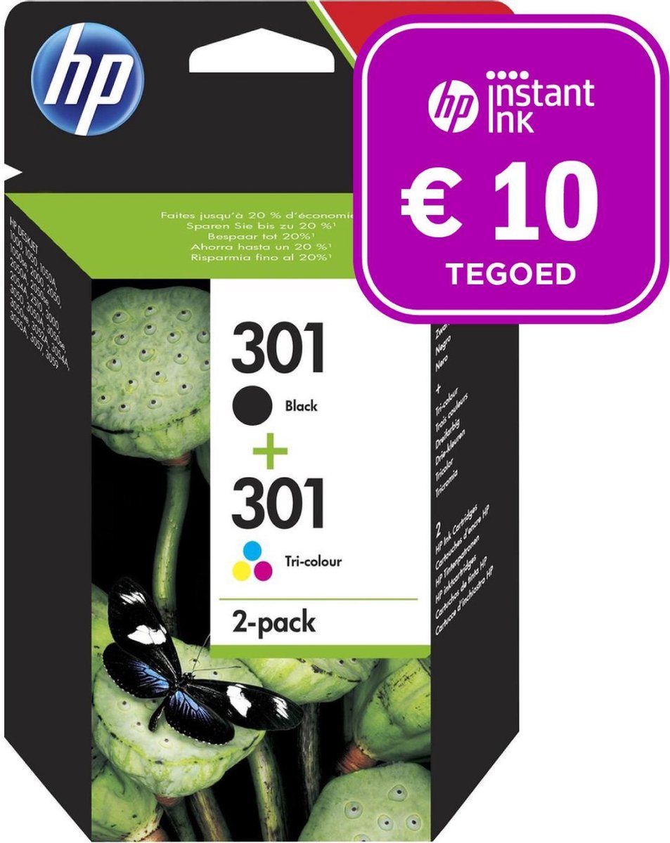 HP 301 - Inktcartridge kleur & zwart + Instant Ink tegoed