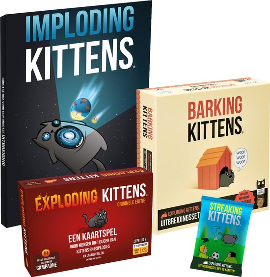 Exclusieve Bundel - Exploding Kittens, Imploding Kittens, Streaking Kittens en Barking Kittens - Ned