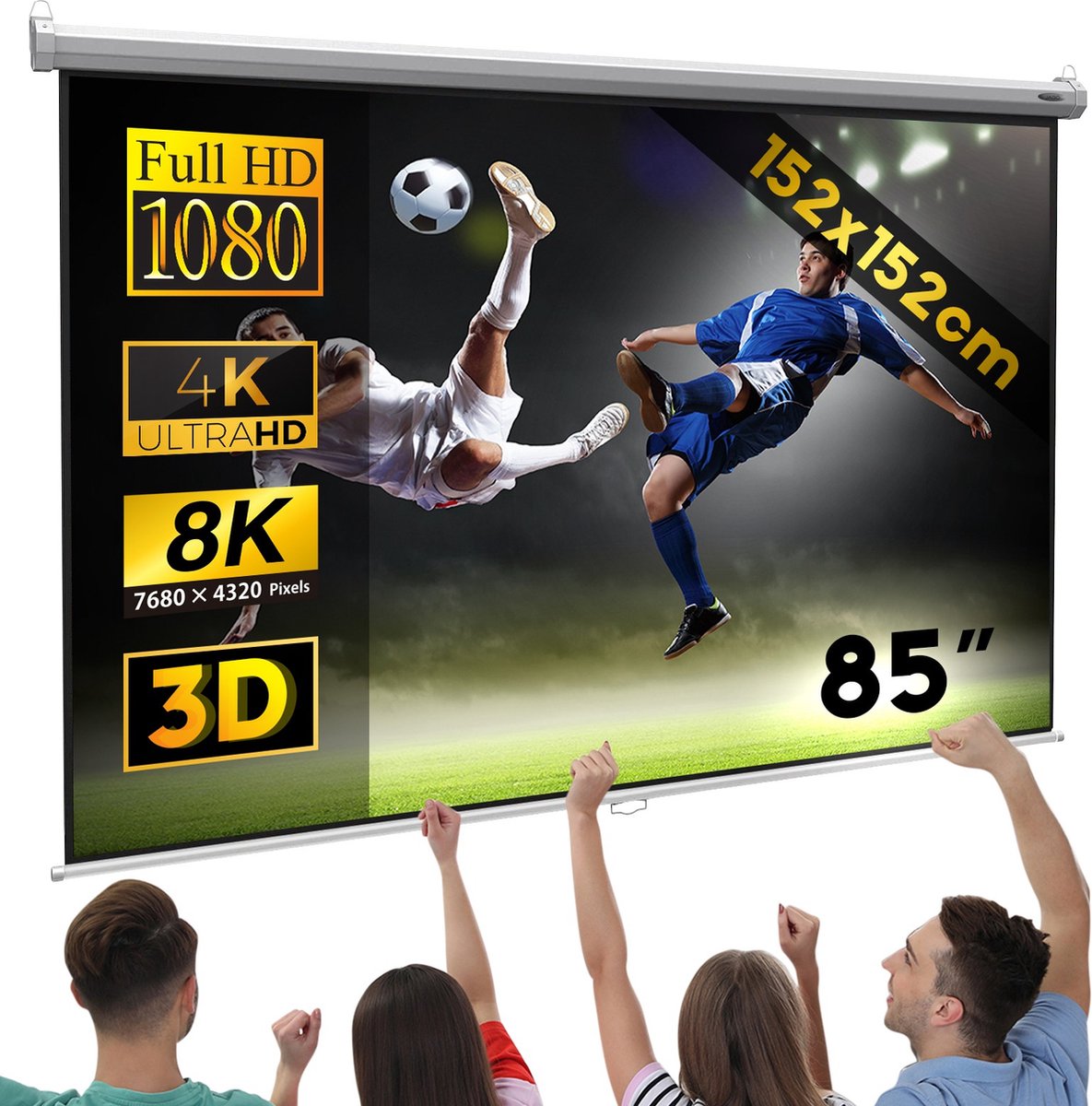 projector, scherm, uigetrokken, 85 inch, 4K