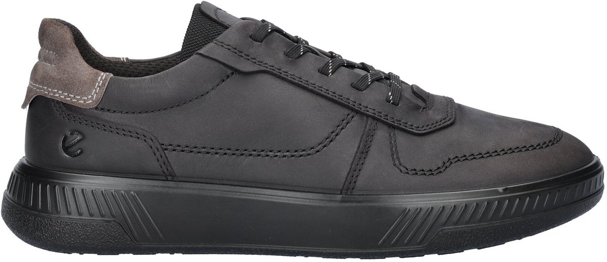 sneaker, zwart, leer, zool, vetering