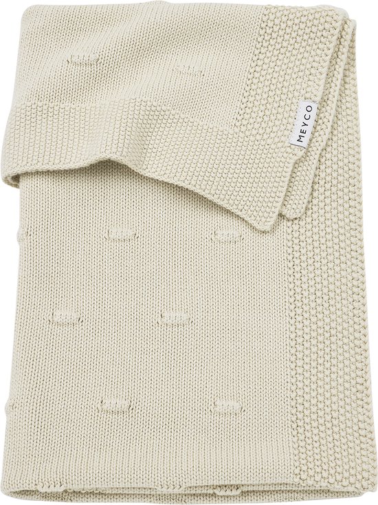 knitted blanket, creme kleur, geweven textuur, egenskleur, MEYCO label