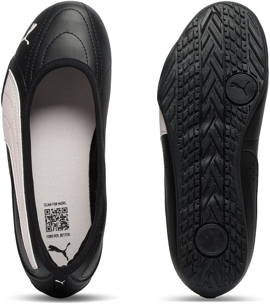 slip-on, ballets, zwart, leerlook, anti-slip