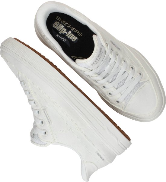 witte sneakers, hoge-toppers, houten zool, gaiter, Skechers Slip-In