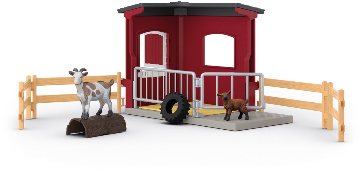 farm, barn, gate, goats, playset
