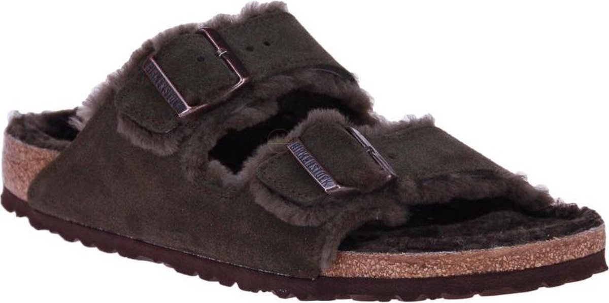 Birkenstock Arizona VL Lammfell Narrow Unisex Pantoffels - Mocha - Maat 38