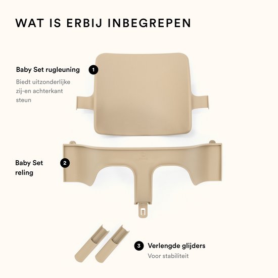 babyset, riem, veiligheidsstoel, verbrede glijders, beige kleur