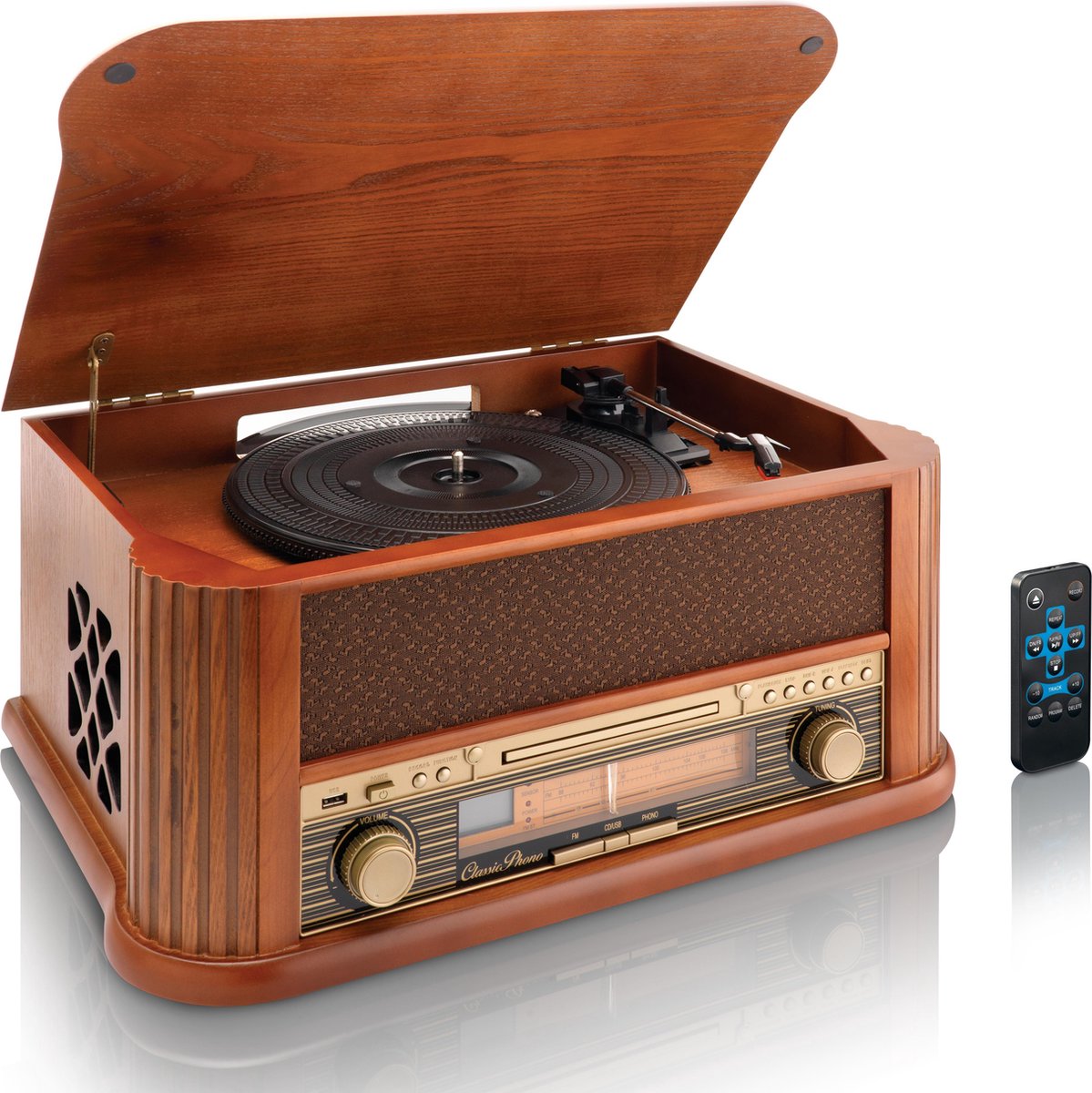 Classic Phono TCD-2500 - Platenspeler - Retro - Met ingebouwde speakers