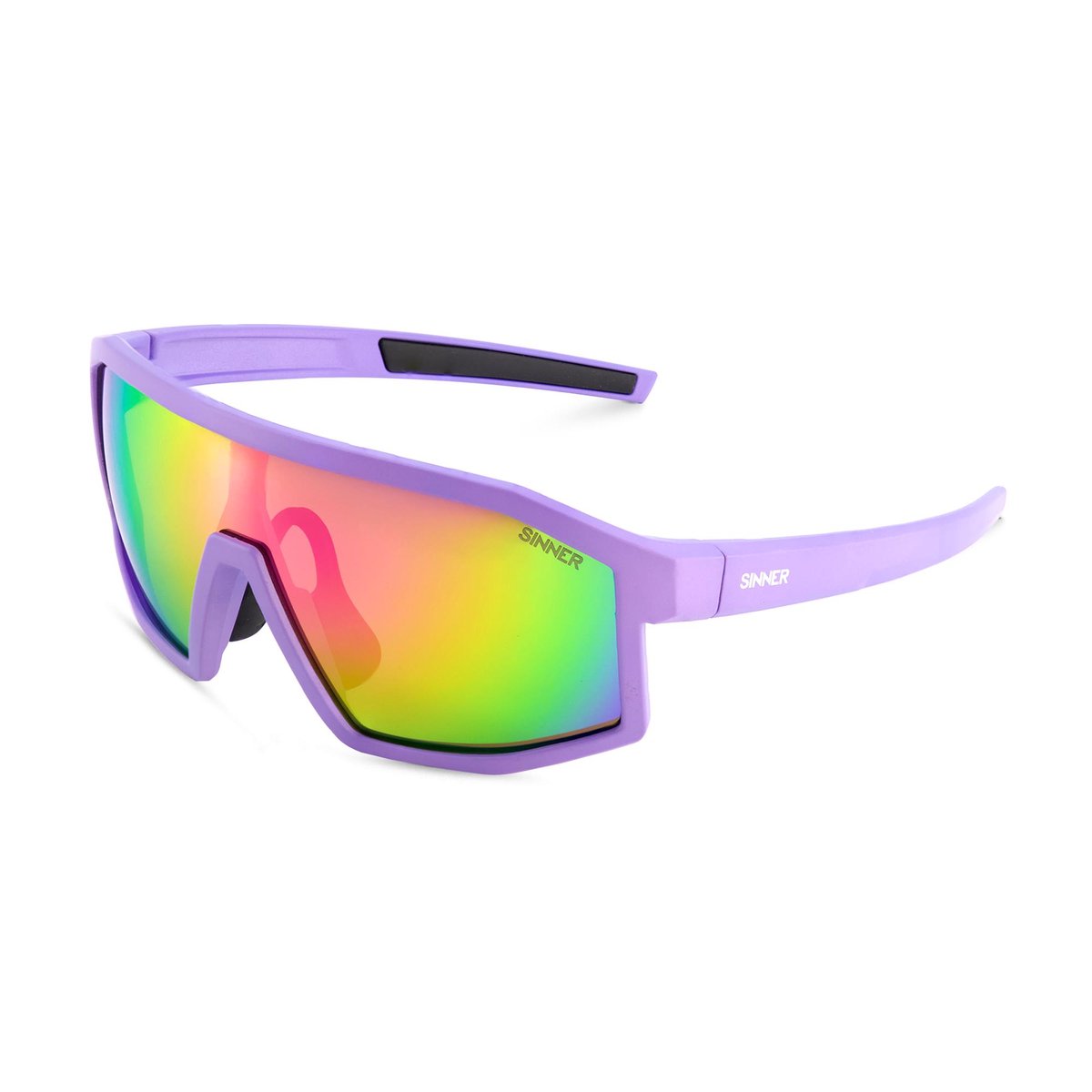 sport zonnebril, kleurverloop lens, paar zonnebril, violet frame, mirrored lens