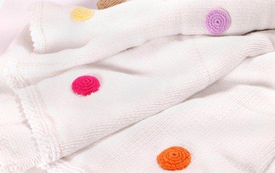 Pebble Crochet Edge Stripey - Wiegdeken 75x100 cm - Wit