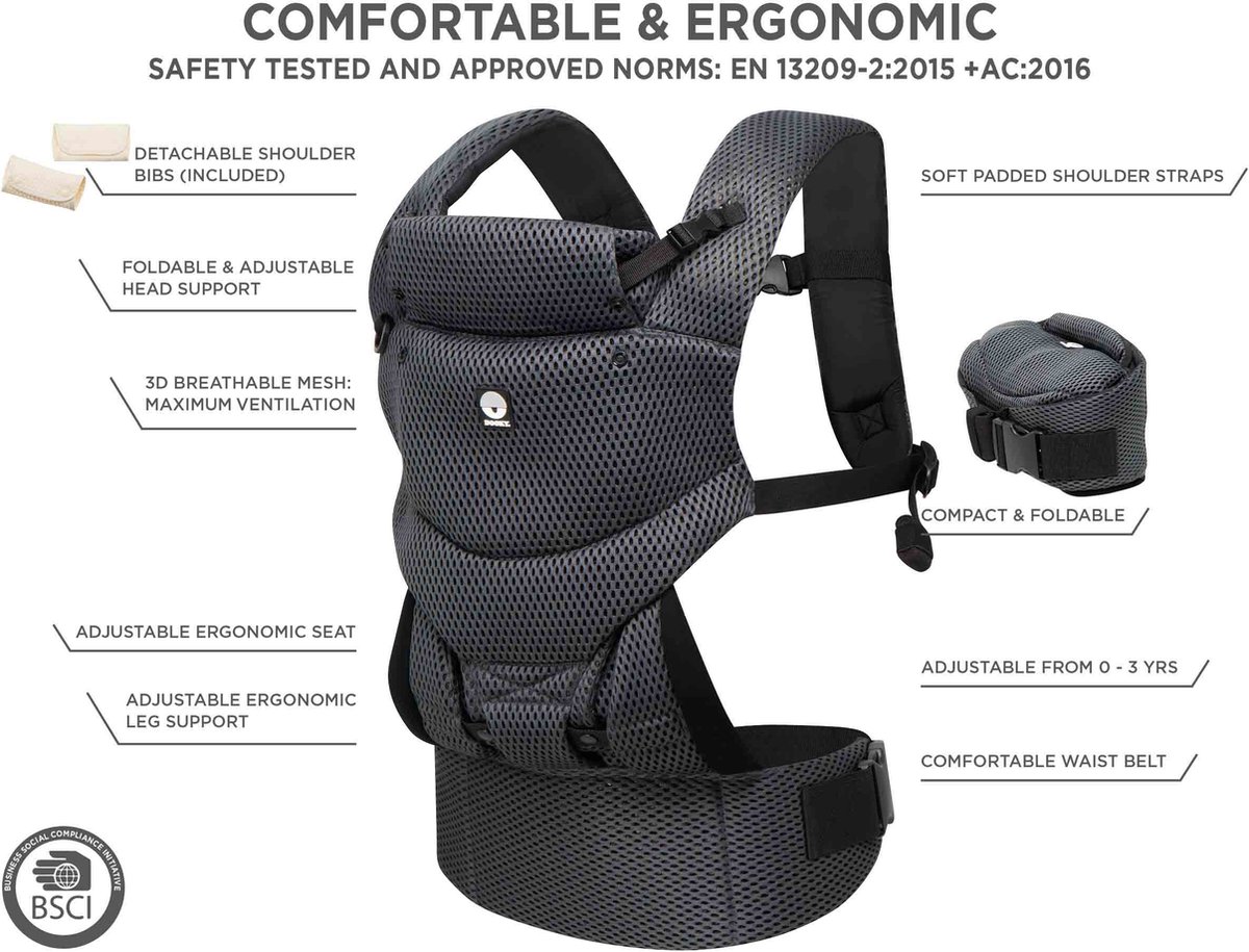 Dooky Ergonomische Draagzak Urban Comfort Grey sapphire