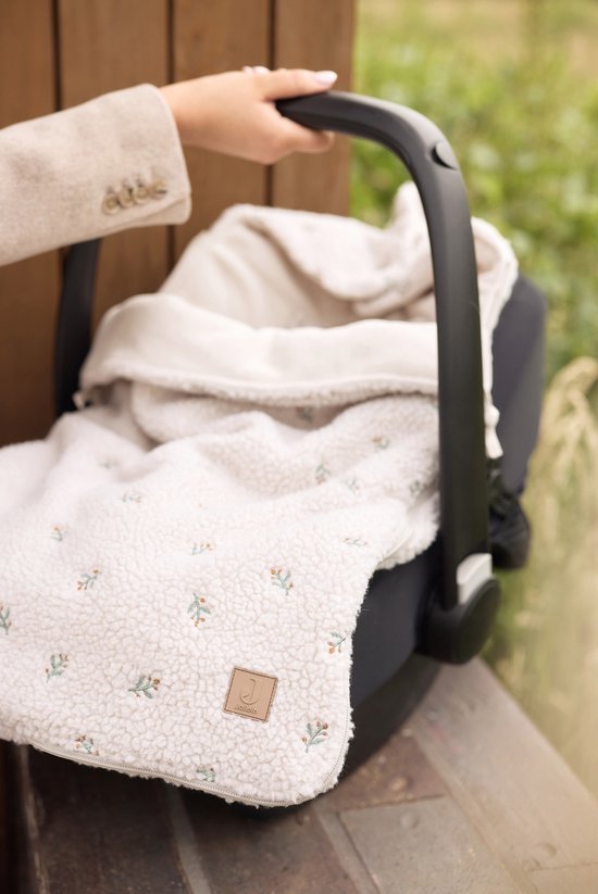 baby-carrier, stroller, deken, zachte-textuur, crème-kleur