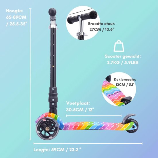 stepel, driewieler, elektrische scooter, kleurig deck, metering hoogte 65-89cm