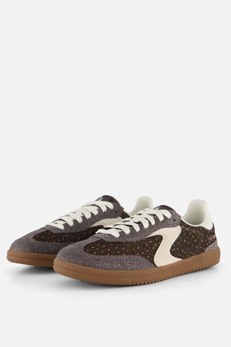 sneakers, sportsschoenen, bruine schoenen, glitter details, geometrisch patroon