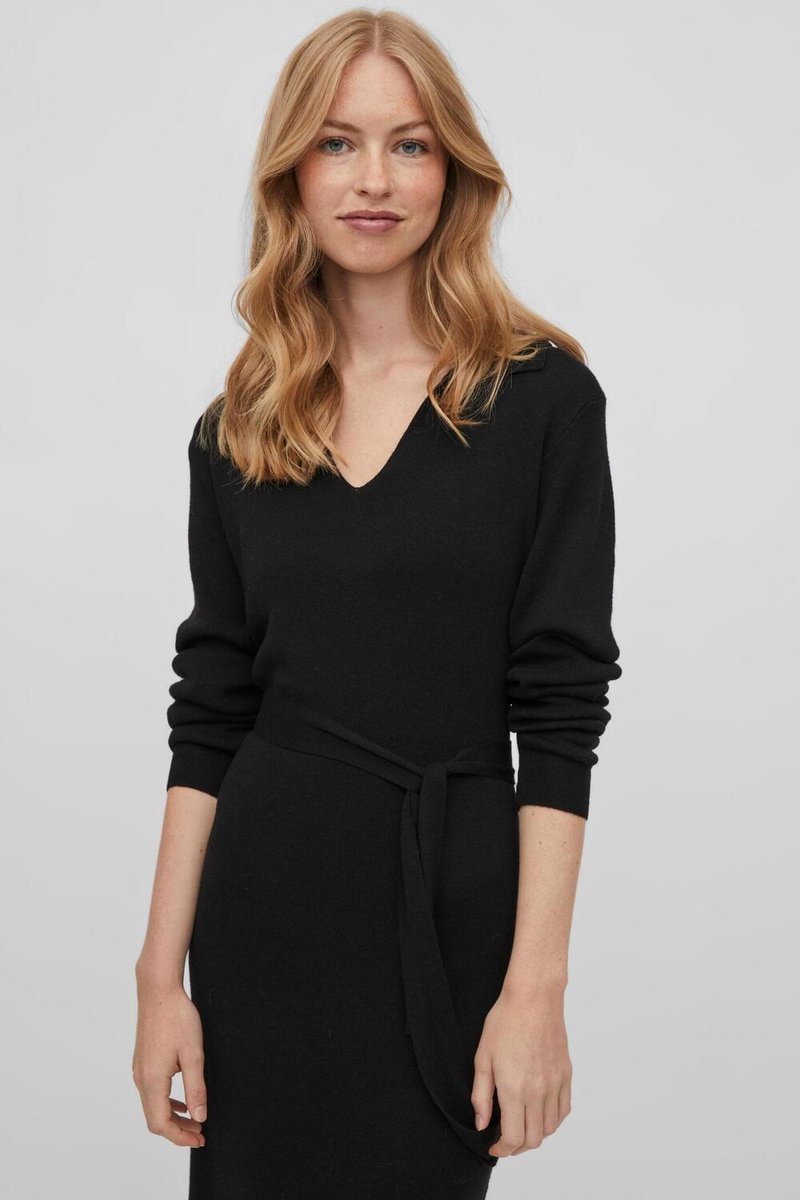 VILA - Maat L - VIMARLA COLLAR L/S KNIT DRESS Dames Jurk