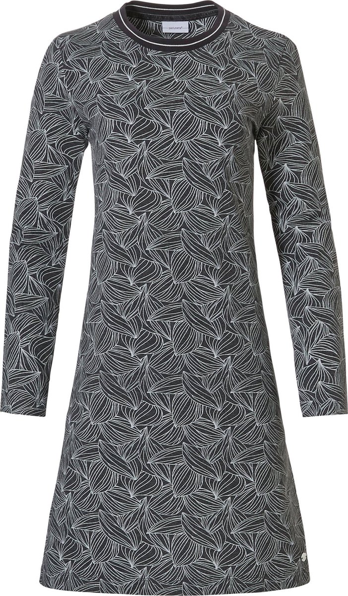 jurk, mouwenlang, klevertint, bladpatroon, casual