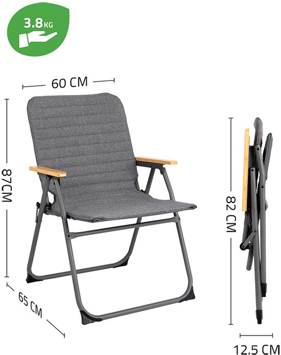 Bo-Camp - Urban Outdoor collection - Klapstoel - Westminster - Aluminium - Grijs