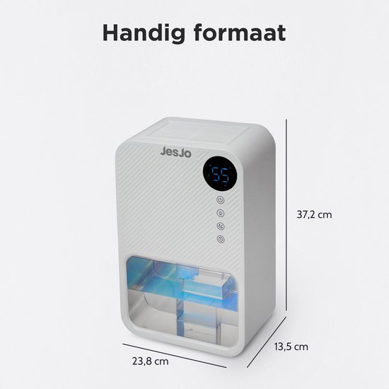 water dispenser, compact, white, digital display, dimensions 37.2 cm