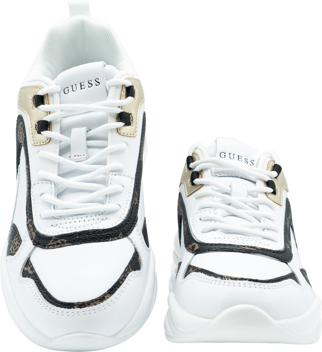 Guess - maat 39 - Fever To Active Dames Sneaker - Wit/Bruin