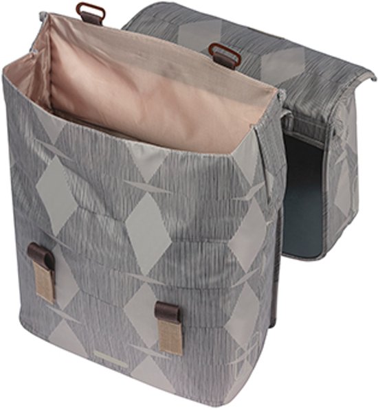Basil Elegance - Dubbele fietstas MIK - 40-49L - Waterafstotend materiaal - Gerecycled PET polyester - Chateau taupe