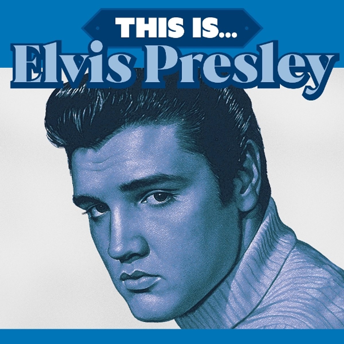Elvis Presley, portret, blauw tint, gekleurde poster, popicoon