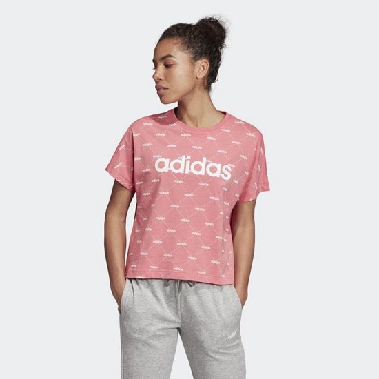 adidas Maat M  W Core Fav T Dames Sportshirt - Bliss Pink/White