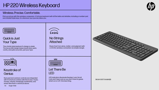 HP 220 Draadloos Toetsenbord QWERTY Zwart