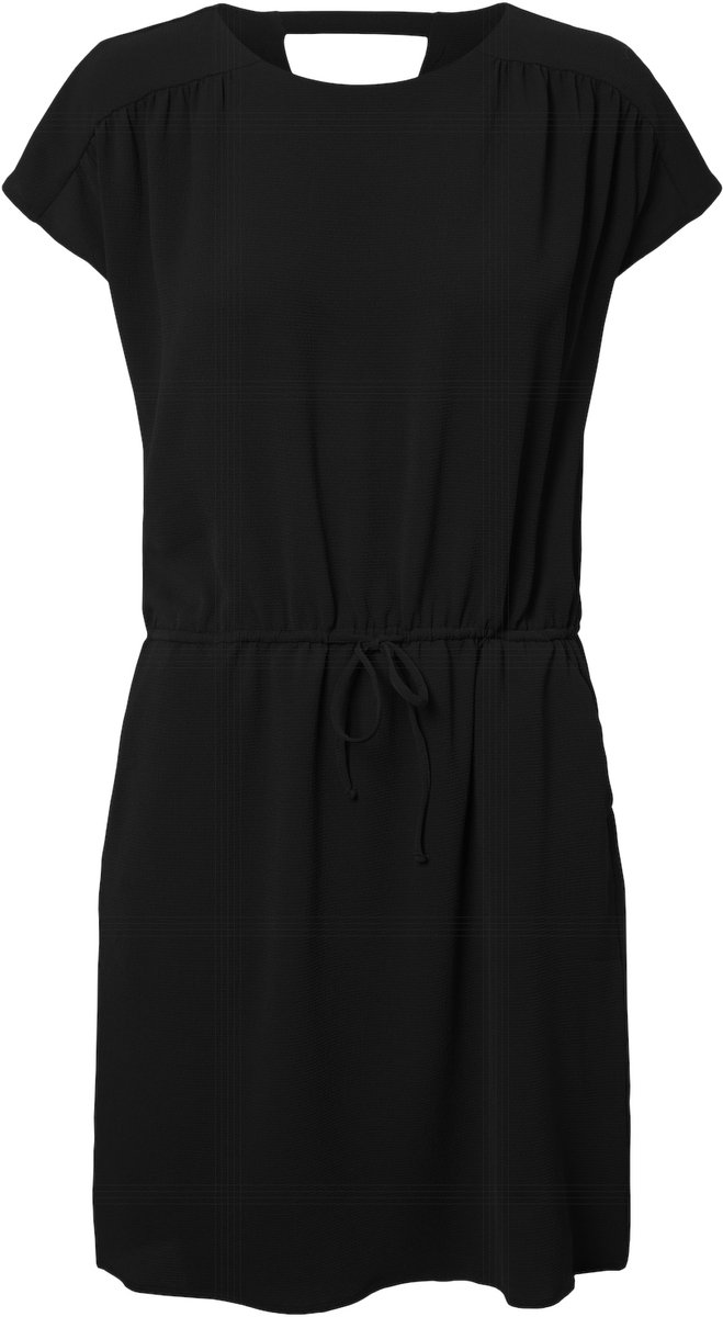 jurk, korte mouw, drawstring, zwart, kleding