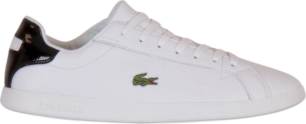 sneaker, wit, leer, veter, Lacoste-logo