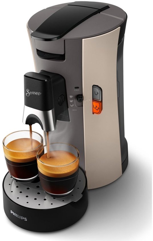 Philips Senseo Select Koffiepadmachine CSA240/30 - Keuze uit 1 of 2 Kopjes - Instelbare Intensiteit - Automatische Uitschakeling - Nougat en Kasjmiergrijs