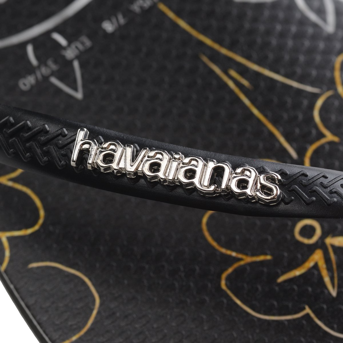 Havaianas - Maat 39/40 -Slim Metallic Print Dames Slippers - Black/Black/Black