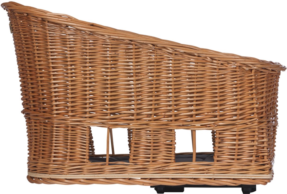 Basil Pasja Hondenfietsmand MIK M - Achter - Riet - Medium - Bruin - 45 cm. Incl. kussentje -