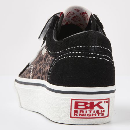 sneaker, athletic shoe, leopard pattern, black suede, white sole