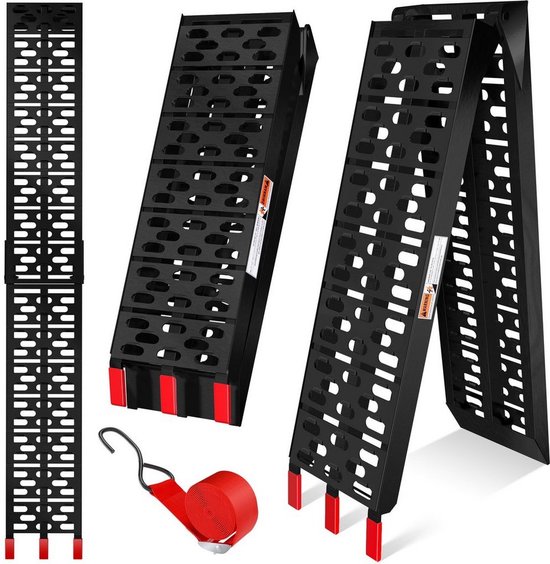 Oprijplaat 2m – Inklapbare Antislip Verladeramp – 340kg per plaat Draagvermogen – Geschikt voor Moto