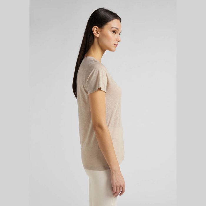 LEE V Neck Oxford Tan - Maat S - Dames T-shirt