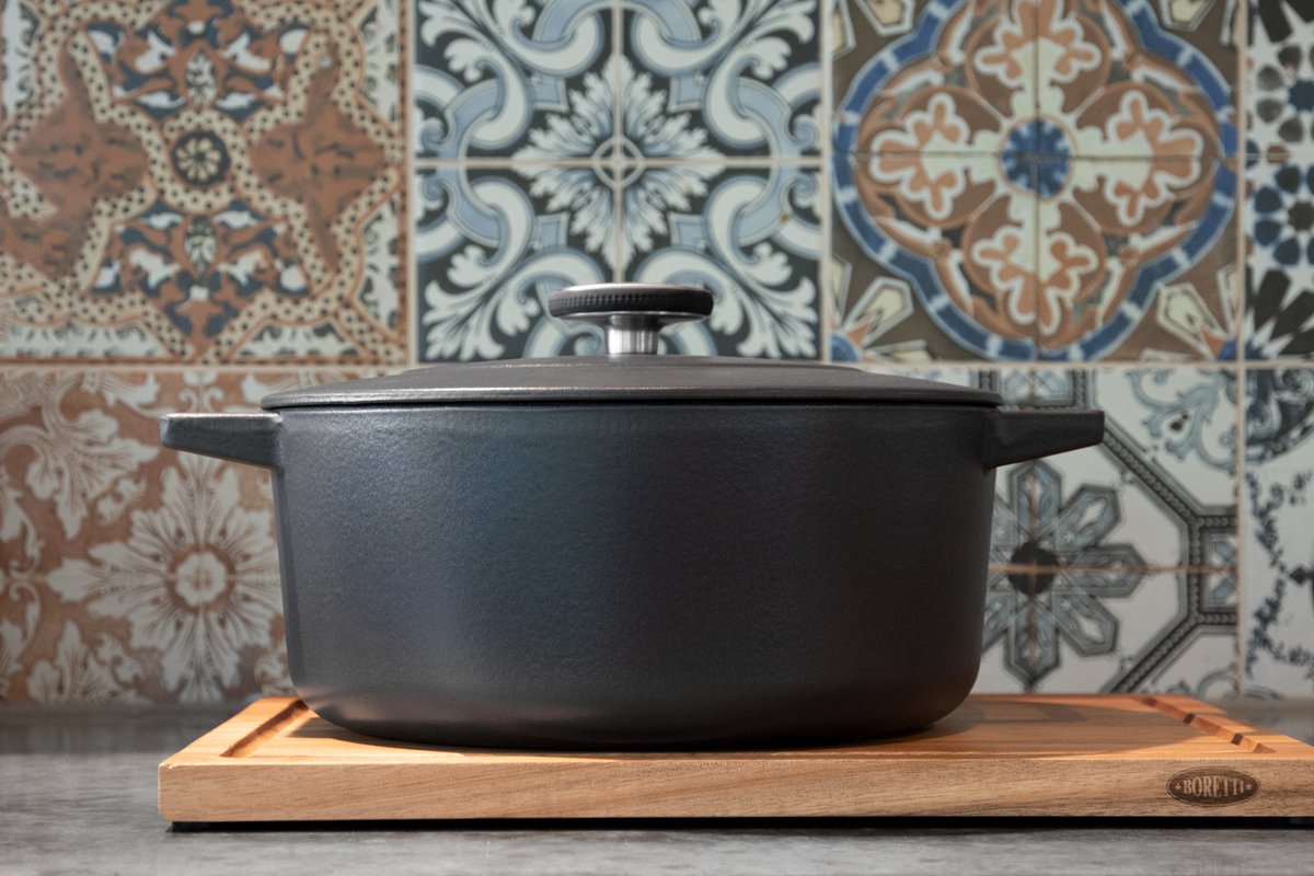 Boretti - Solido Dutch Oven 26 cm - braadpan - gietijzer - zwart - 5.8 Liter