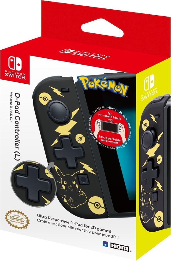 Hori Officieel licensed D-Pad Controller - Geschikt voor Nintendo Switch - Pikachu Zwart/Goud design