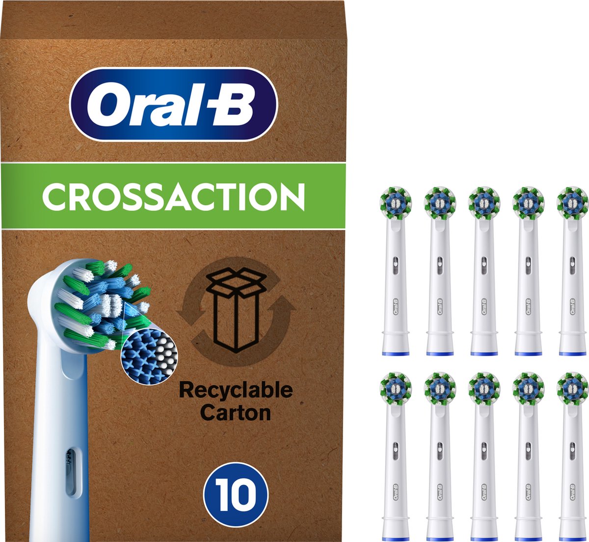 Oral-B Cross Action Pro - Opzetborstels - Met CleanMaximiser Technologie - 10 Stuks - Brievenbusverp