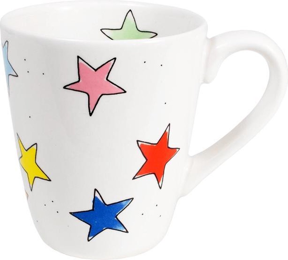 mok, keramiek, mok met sterren, wit beker, kleurig sterren