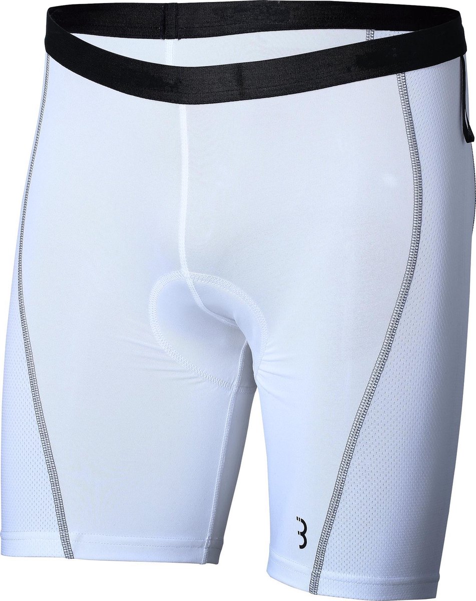 fietsbroek, compressie, wit, mesh panelen, elastische tailleband