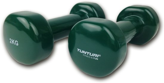 Tunturi Dumbells - 2 x 2 kg - Vinyl - Groen