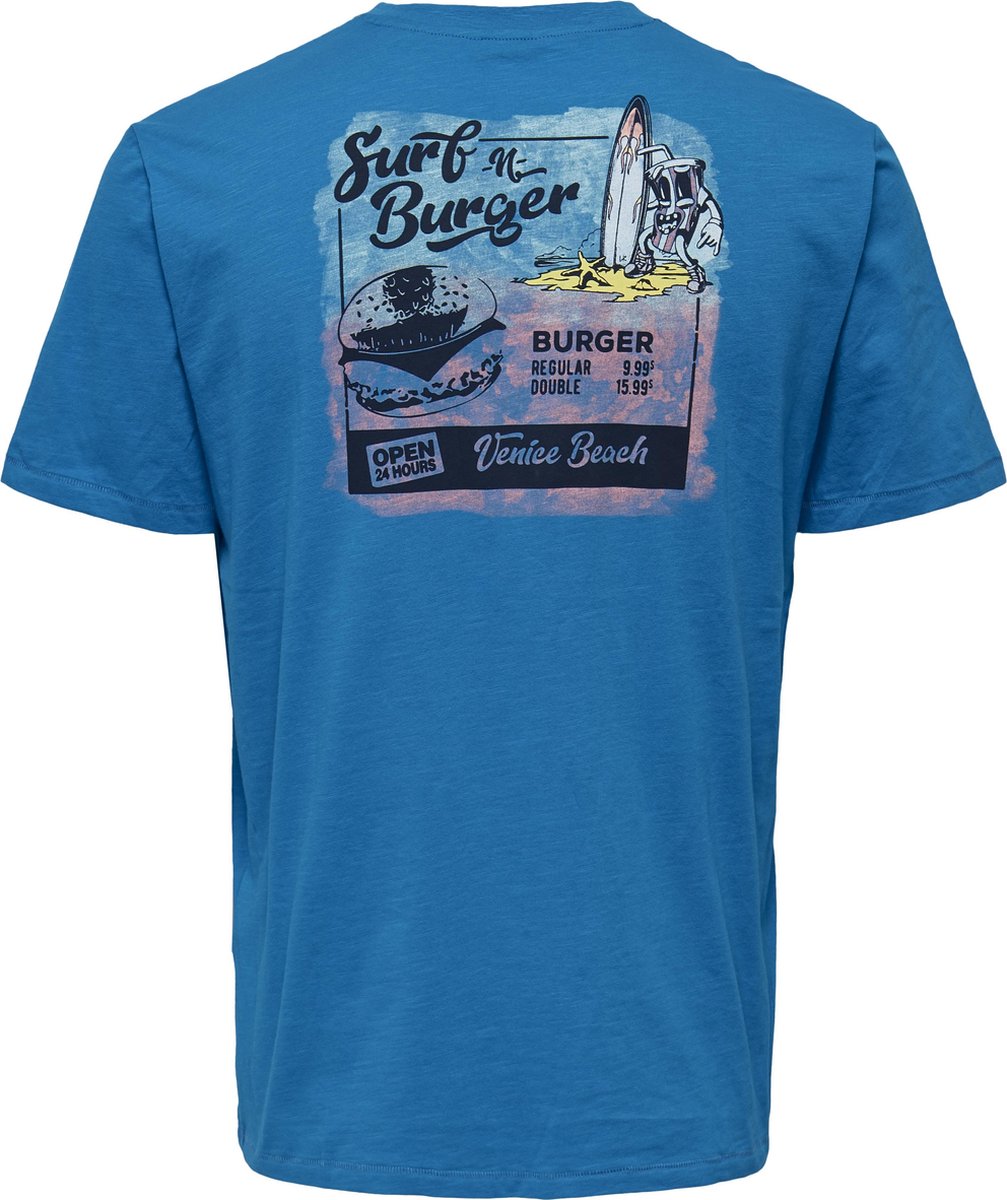 Only & Sons Illusion Heren T-shirt - M - Blauw